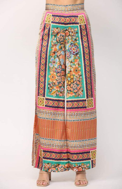 Scarf Print Palazzo Pants