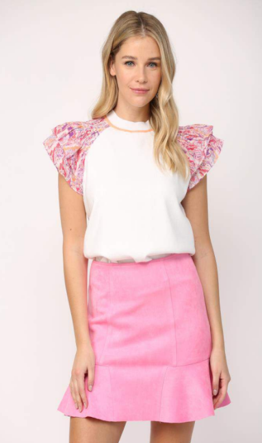 Bubble Gum Pink Faux Suede Skirt
