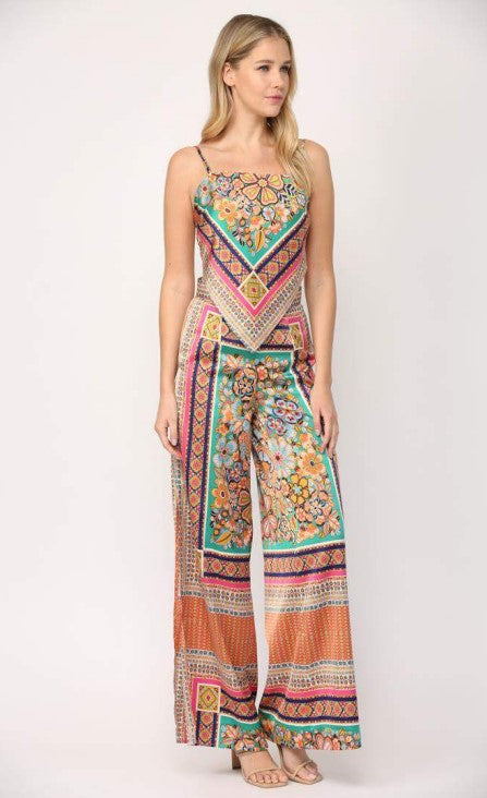 Scarf Print Palazzo Pants