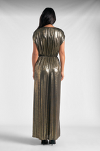 Load image into Gallery viewer, Gold High Slip Sleeveless Maxi Dress