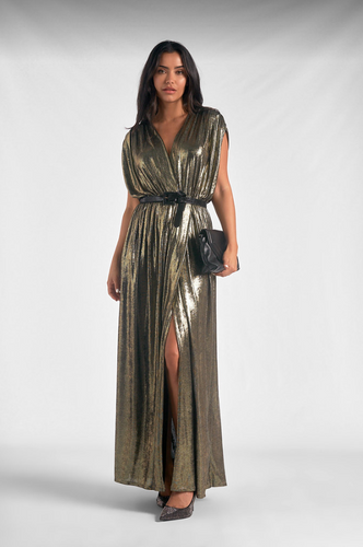 Gold High Slip Sleeveless Maxi Dress