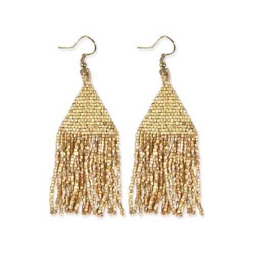 Lexie Gold Beaded Fringe Earrings