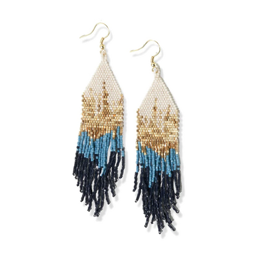 Claire Blue Ombre Beaded Fringe Earrings