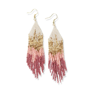 Claire Pink Ombre Beaded Fringe Earrings