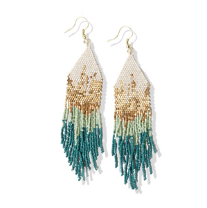 Claire Mint Ombre Beaded Fringe Earrings