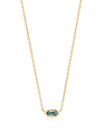 Gold Teal Sparkle Emblem Chain Necklace