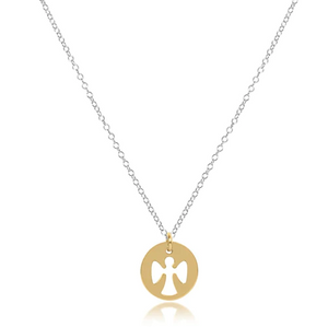 16" Guardian Angel Gold Disc Necklace