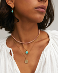 Medium Amazonite Circle Pendant Necklace