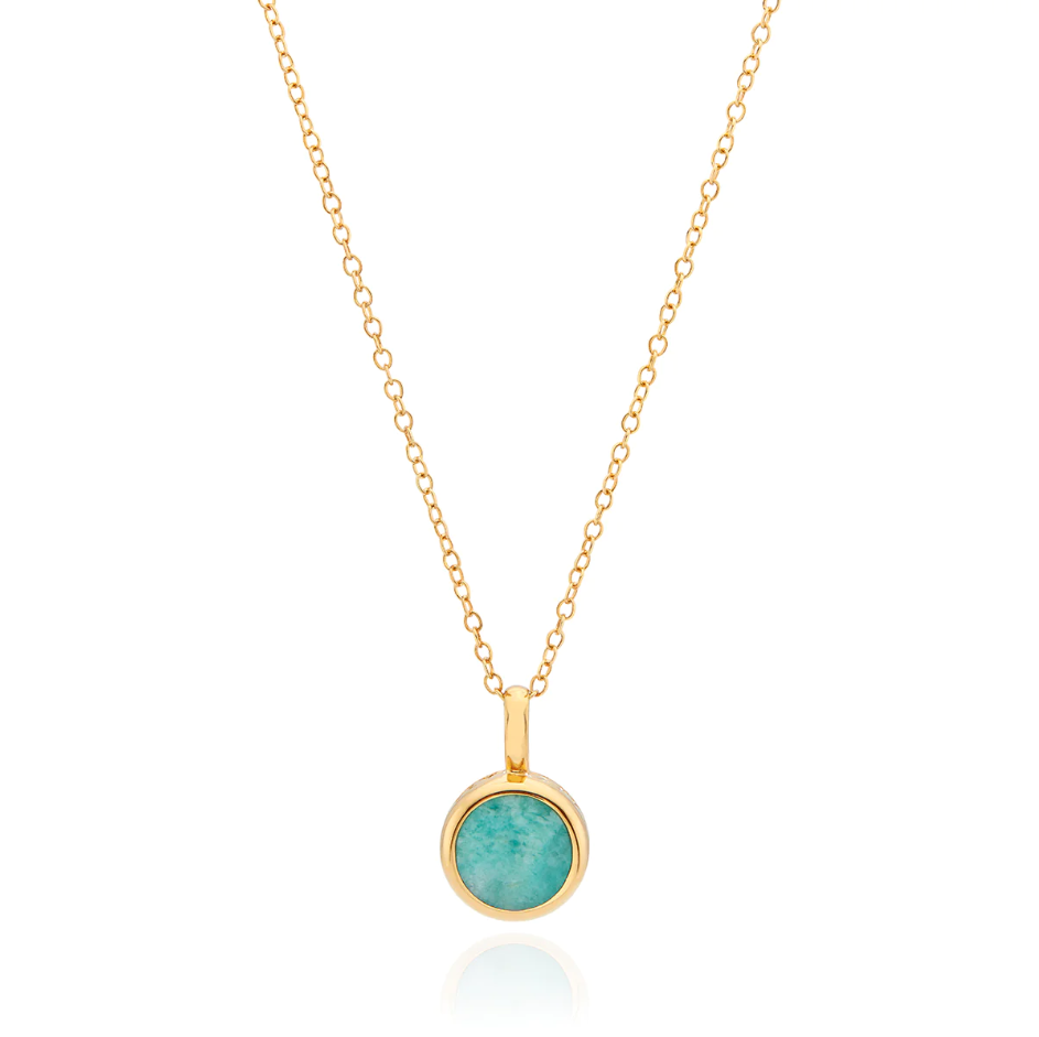 Medium Amazonite Circle Pendant Necklace