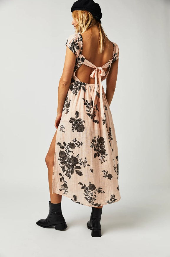 Peach Forget Me Not Midi Dress