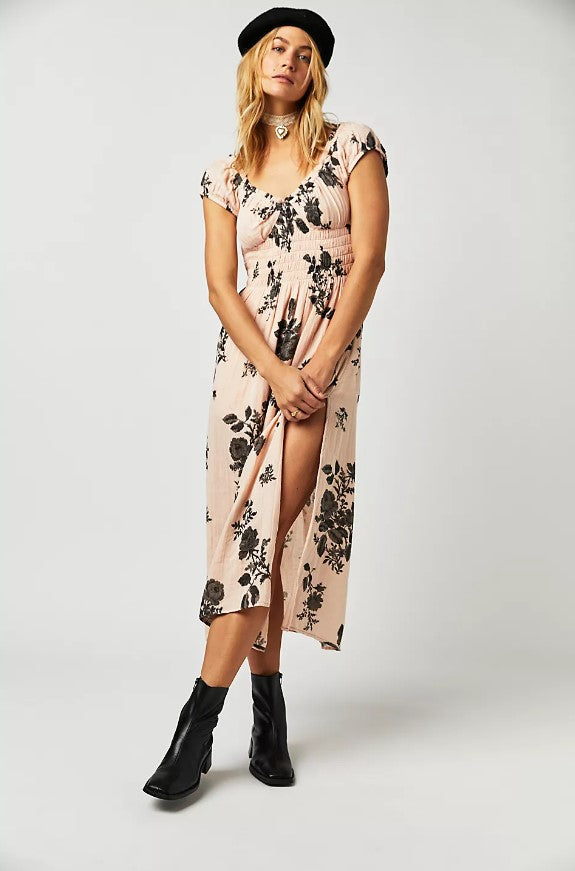 Peach Forget Me Not Midi Dress