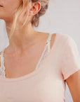 End Game Pointelle Baby Tee - Peach Dust