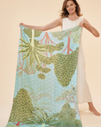 Printed Secret Paradise Scarf - Aqua