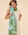 Printed Secret Paradise Scarf - Aqua