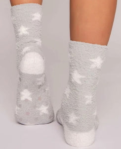 Light Grey Stars Plush Socks