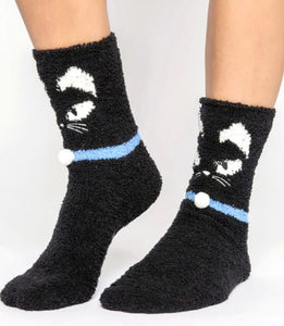Charcoal Kitty Plush Socks