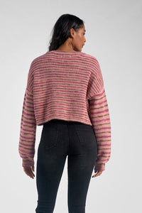 Rose Stripe Crewneck Sweater