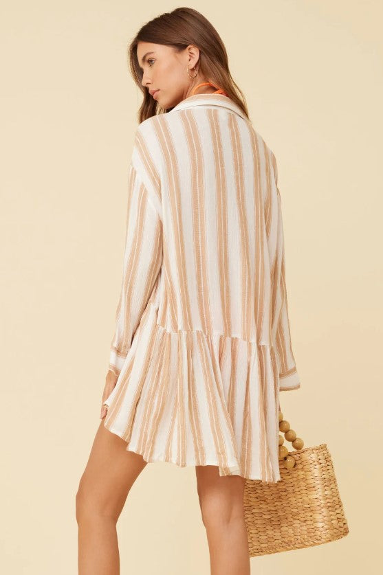 Sandy Horizon Stripe Ruffle Top