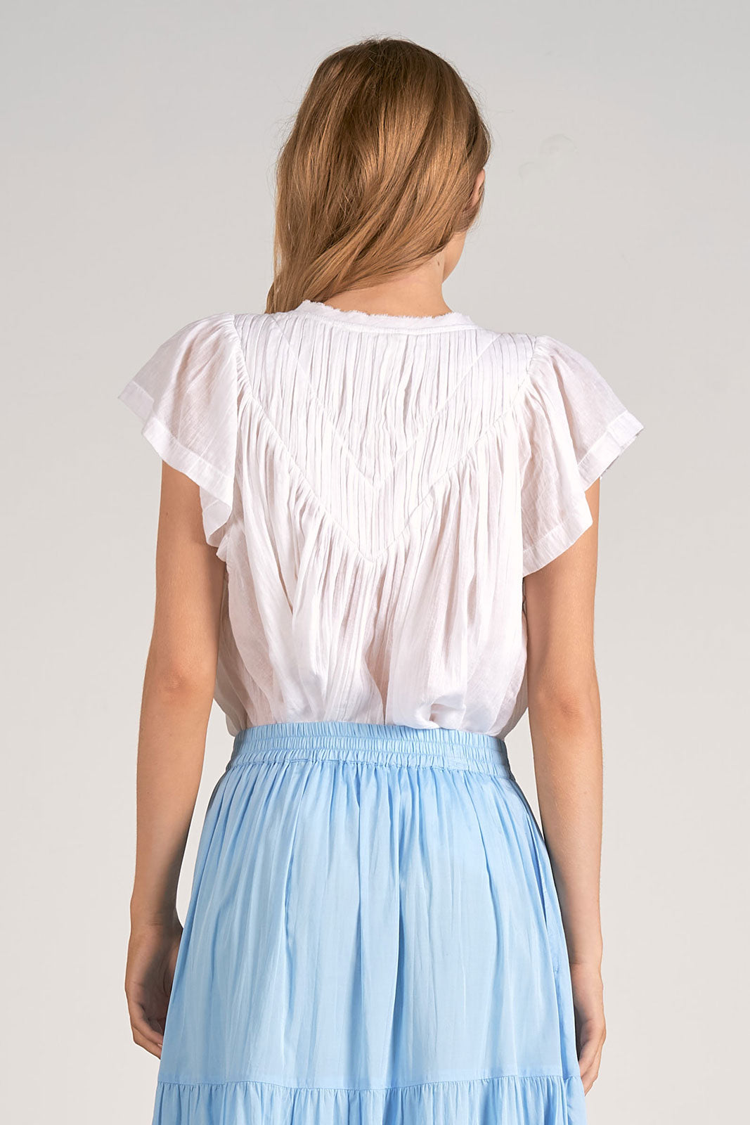 Short Sleeve Frill Peasant Top