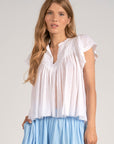 Short Sleeve Frill Peasant Top