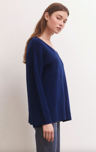 Space Blue Modern V-Neck Sweater