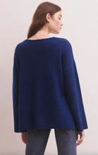 Cargar imagen en el visor de la galería, Space Blue Modern V-Neck Sweater