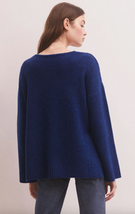 Space Blue Modern V-Neck Sweater
