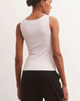 White Avala V-Neck Rib Top