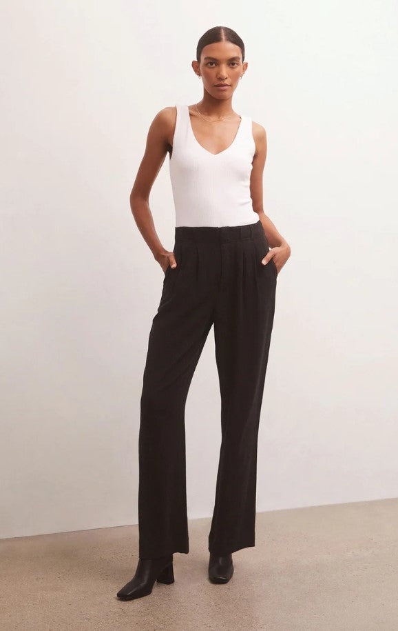 White Avala V-Neck Rib Top