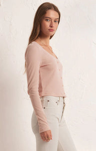 Ciana Cropped Waffle Top - Soft Pink