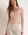 Ciana Cropped Waffle Top - Soft Pink