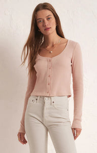 Ciana Cropped Waffle Top - Soft Pink