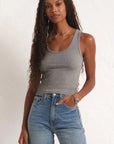 Essy Ribbed Tank- Classic Heather Grey