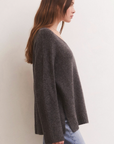 Charcoal Heather Modern V-Neck Sweater